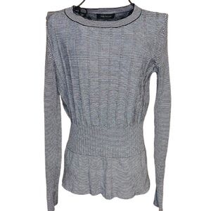 Ann Taylor Gray Ribbed Stretch Long Sleeve Sweater Women Size Medium
